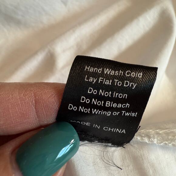 Women's Pol White Cotton Ruffle Front Long Sleeve Blouse Size Small NEW - Picture 6 of 9